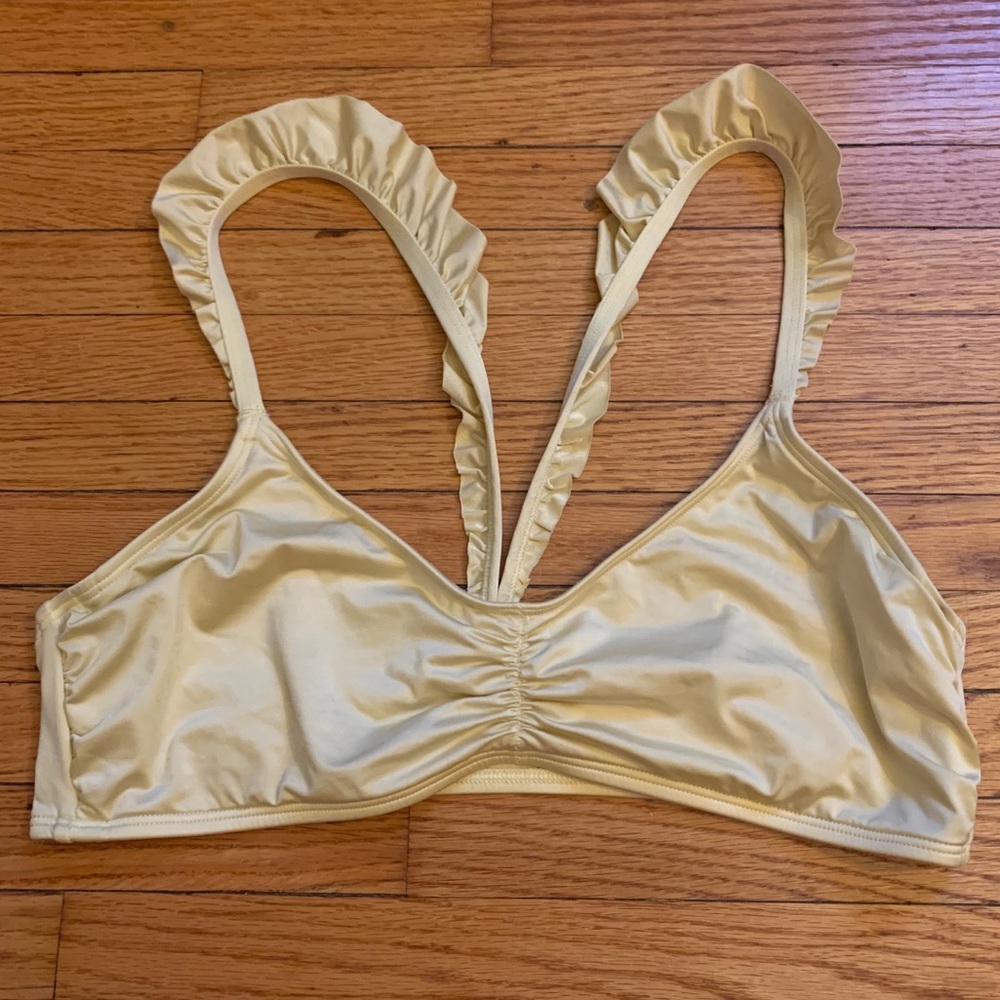 Aerie Yellow Scoop Bikini Top Size Large